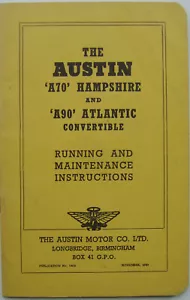 Austin A70 Hampshire & A90 Atlantic Convertible 1949 original Handbook 548B - Picture 1 of 1