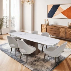 Morano Ceramic Extending Dining Table Set With Moritz Dining Chairs - Picture 1 of 12