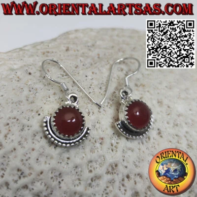 Orecchini in Argento 925‰ con corniola ovale incastonata e semicerchio sottostan - Immagine 1 di 3