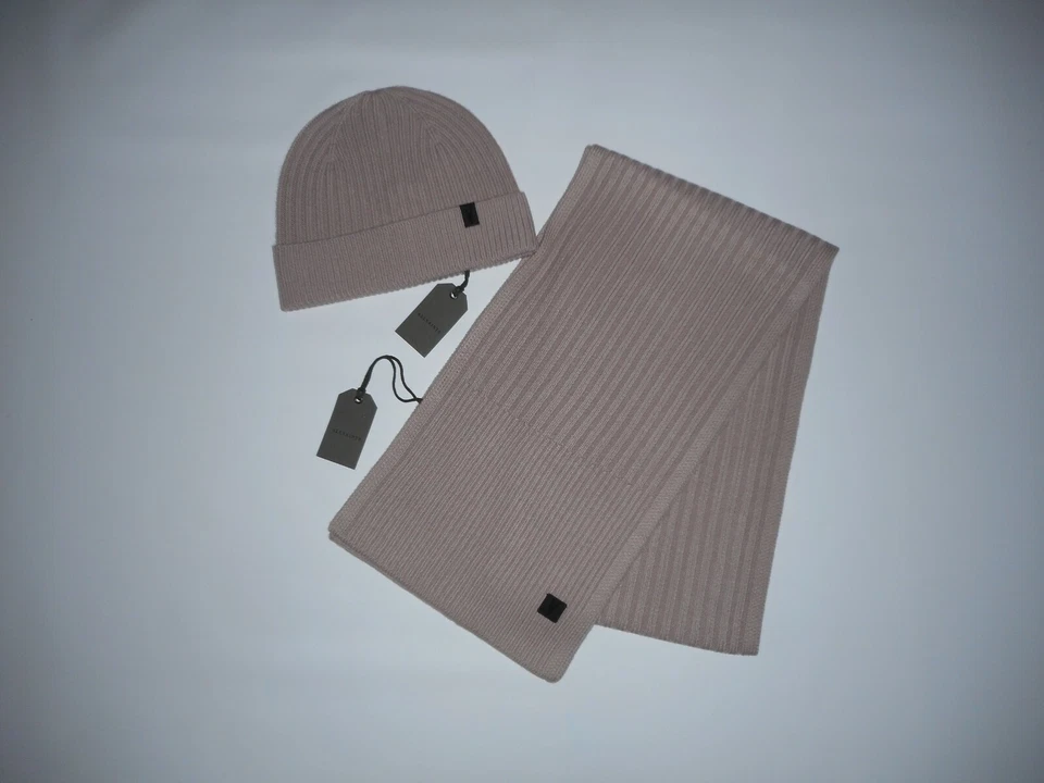 AllSaints Rib Mixed Knit Scarf Blush 69" " Acrylic and Wool - with Tags