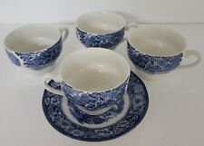Set Of 4 Liberty Blue Staffordshire Paul Revere Coffee Tea Cup and 1 saucer