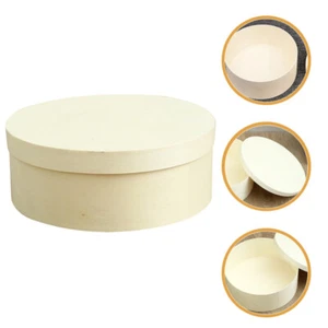 Round Wooden Box with Lid Gift Packing Wooden Box Wooden Storage Box Candy Wood - Picture 1 of 12