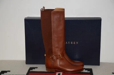 Ralph Lauren Colección Púrpura Etiqueta Sabeen Cuero Ecuestre Botas de Montar Altas Foto 1 de 4