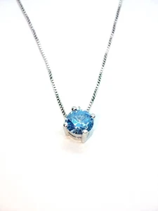 PUNTO LUCE 6 MM AZZURRO CON ZIRCONE IN ARGENTO COLLANA OMAGGIO - Foto 1 di 3