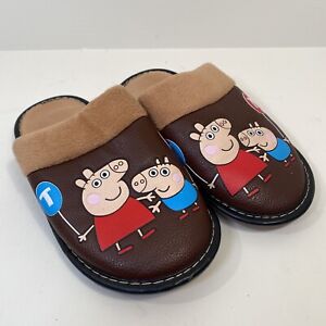 PEPPA PIG DBT Brown Faux Leather Rubber Bottom Slippers Us Size 1Y