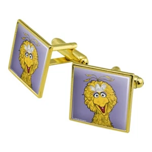 Sesame Street Vintage Big Bird Square Cufflink Set - Silver or Gold - Picture 1 of 12