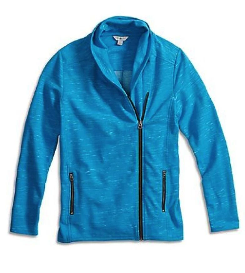 Lucky Brand - Para mujer L - NUEVO CON ETIQUETAS - Azul Space Dye Asimétrico Cremallera Sudadera Chaqueta Foto 1 de 1