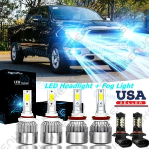 8000K LED Headlight+Fog Light Bulb for 2009-2019 Dodge Ram 1500 2500 3500 4500 - Picture 1 of 12