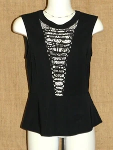 A.L.C. Black Sleeveless Crochet Crepe Blouse Top SZ 2 NEW - Picture 1 of 7