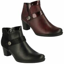 R1571 REMONTE LADIES LEATHER REPTILE EFFECT WARM SMART HEELED ANKLE BOOTS SIZE