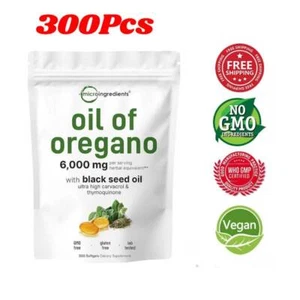 Micro Ingredientes Aceite de cápsulas blandas de orégano 6000 mg por porción, 300 quilates 2 en 1 - Imagen 1 de 9