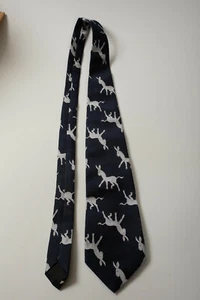 Vintage Democrat Donkey Neck Tie (F1L)Navy Blue w/White Donkies Mule Dacron - Picture 1 of 5