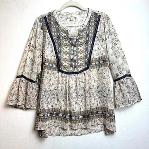 Blusa Style & Co Boho Hippie Transparente Para Mujer XL Resort Hadas Pradera Caprichosa Floral - Imagen 1 de 11