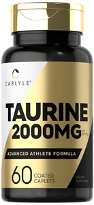 Taurine 2000mg | 60 Caplets | Vegetarian | Non-GMO, Gluten Free | by Carlyle - Picture 1 of 7