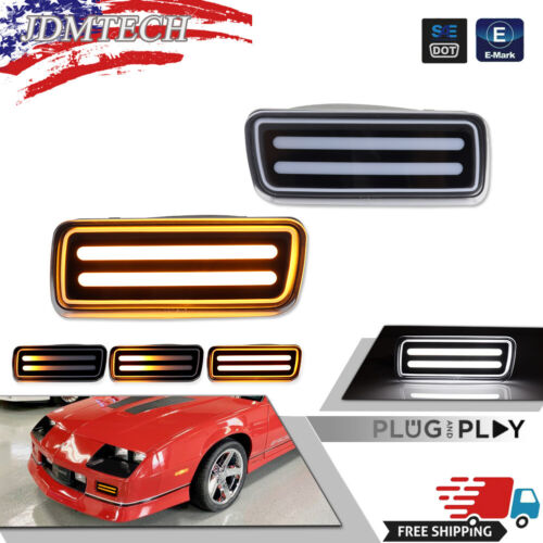 Clear Switchback LED DRL Turn Signal Lights Set of 2 For 85-92 Chevy Camaro Z28