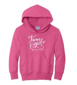 Massey Ferguson Farm Girl Pink Long-Sleeve Hoodie Small for Girls, Children - Picture 1 of 1