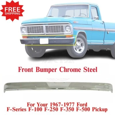 New Front Bumper Chrome Steel For 67-77 Ford F-SERIES F-100 F-250 F-350 F-500 Foto 1 de 4