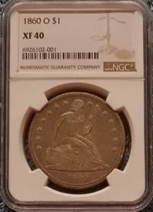 Dólar Liberty Seated 1860-O, NGC XF40, emocionante año umbral, con tonificación - Imagen 1 de 4
