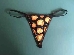Womens PUMPKIN Jack o Lantern Halloween Costume Gstring Thong Lingerie Underwear - Picture 1 of 1