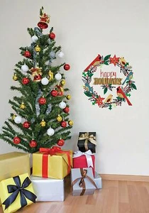 WallPops - Großer selbstklebender Weihnachts Weihnachtskranz Wandbild Aufkleber Sticker - Bild 1 von 3