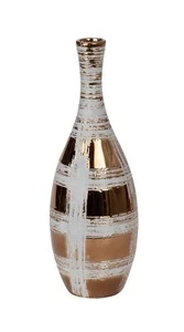 Moderne Dekovase Blumenvase Flaschenvase Vase aus Keramik silber/braun 12x34 cm - Bild 1 von 1