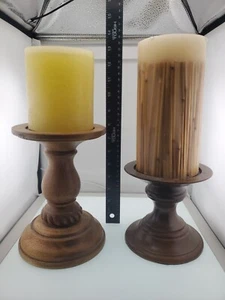 Pottery Barn Oxford Wood Turned Large & Small Pillar Candle Holders Beautiful  - Bild 1 von 14