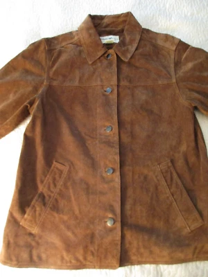 Chaqueta Camisa Eddie Bauer Cuero Marrón Gamuza Para Mujer Talla M Chacket Foto 1 de 4