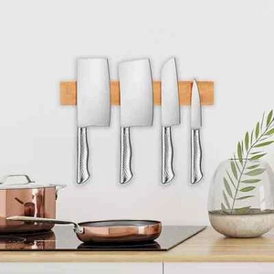 Magnetic Knife Rack Wall Mounted Kitchen Holder Strip Wood Block Strong Magnet - Picture 1 of 7