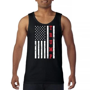Trump American Flag 2024 Tank Top MAGA America First Republican FJB Men's Top - Picture 1 of 29