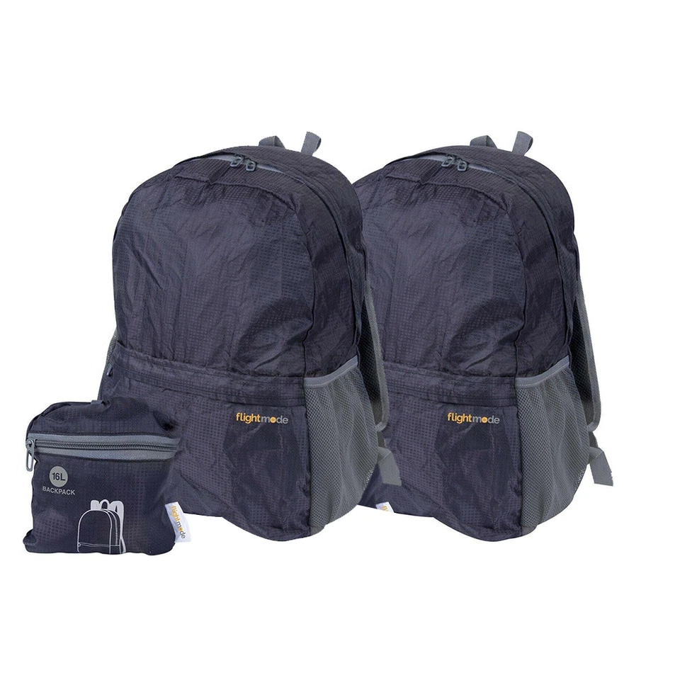 2x Flight Mode 16l Foldable 31cm Compact Ultralight Polyester Travel Backpack
