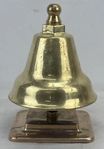 LARGE VINTAGE FIRE DEPARTMENT RINGSIDE SOLID HEAVY BRASS BELL  With Stand - Picture 1 of 12