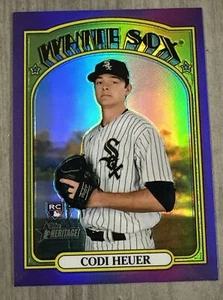 2021 Heritage High Number Base Chrom Lila Hot Box #555 Codi Heuer - Bild 1 von 2