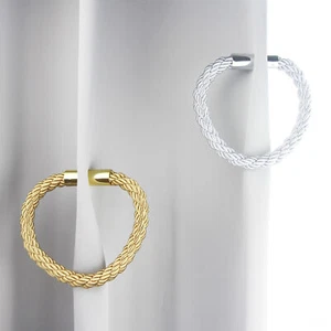 Punch-Free Magnetic Solid Color Decor Hanging Pendant Curtain Tie Buckle Tieback - Picture 1 of 19