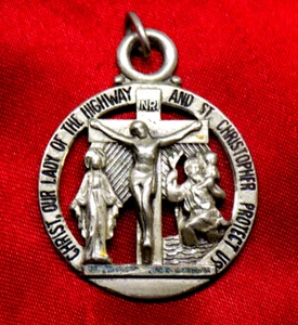 Religious Medal Our Lady of the Highway St Christopher Sterling by CREED - Picture 1 of 5