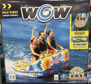 WOW Sports Max Vibes 1-3 Rider Inflatable Towable Tube Boat Raft Float - Picture 1 of 2