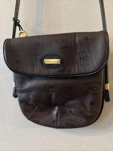 Vintage HCL Hand Crafted Leather Goods BlackBrown  cross body purse - Picture 1 of 14