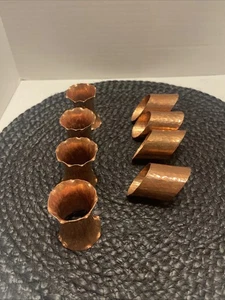 8 anillos de servilleta de cobre martillados a mano vintage con forma de reloj de arena/carrete borde festoneado - Imagen 1 de 10