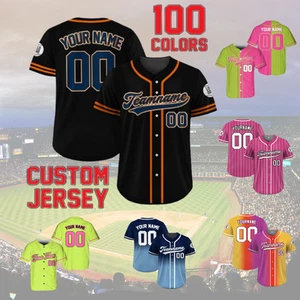 Personalized Baseball Jersey Custom Name & Number Black Orange Navy S-5XL - Picture 1 of 13