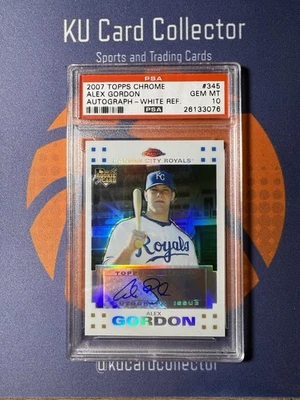 Topps Chrome Alex Gordon White Refractor 2007 novato radiocontrol automático/200 PSA 10 POP 6 Foto 1 de 2