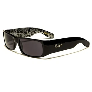 Locs Sunglasses - Og Wrap Around Frame Bandanna Gloss Black Finish UV400 Lenses - Picture 1 of 2