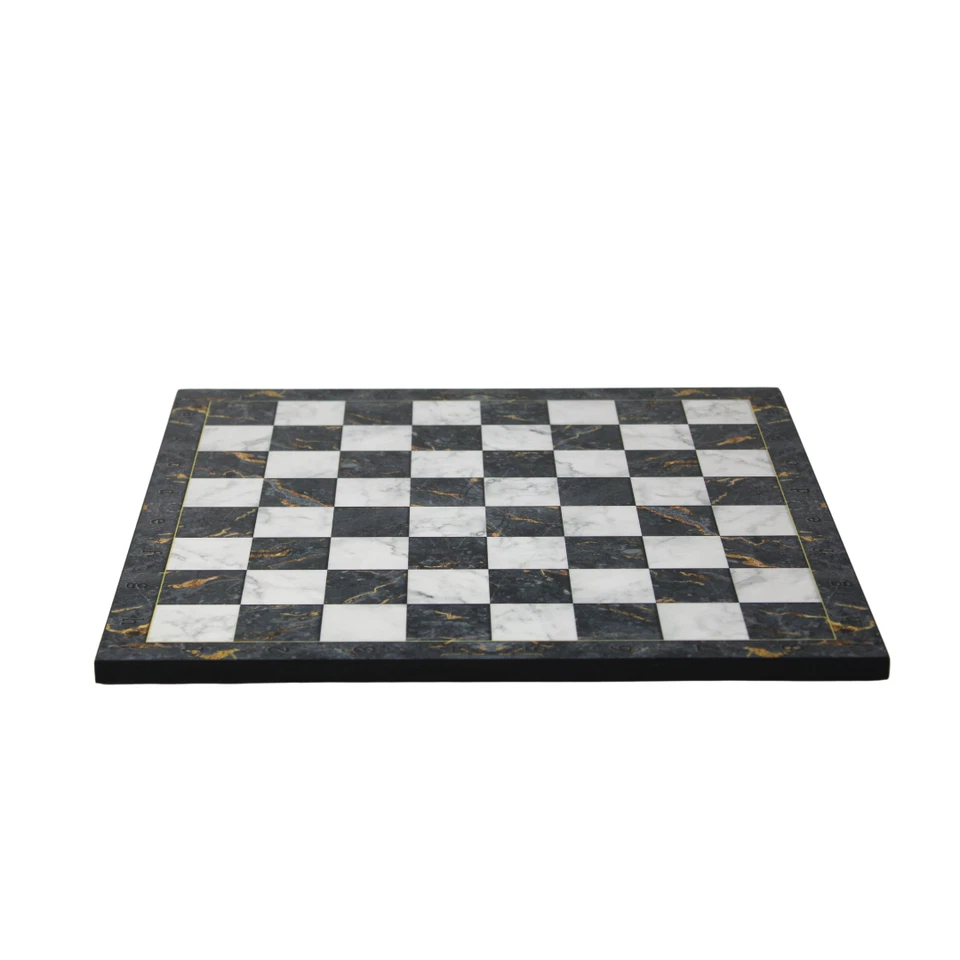 CHESSGAMMON Gray Marble Design Chess Board 14 Inch