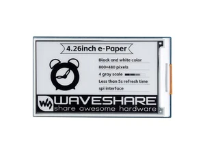 Waveshare 4.26inch e-Paper display HAT, 800x480, Black/White, SPI Interface - Picture 1 of 24