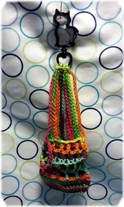 Variegated Crocheted Coin Purse with Cat Clip - Picture 1 of 7