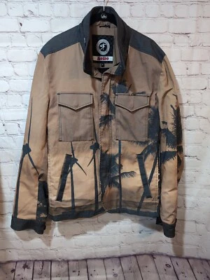 Men's Mondo Palm Tree Turbine All Over Print Jacket Stand Collar Hooded Size XL - Image 1 of 4