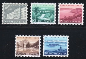 Switzerland 1955 MNH Mi 613-617 Sc B242-B246 Mountains & Views, bridge, lakes ** - Picture 1 of 2