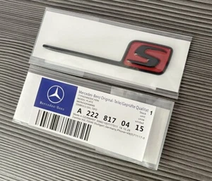 MERCEDES S GLOSS BLACK&RED AMG REAR BOOT BACK BADGE C63 C63S E63 E63S A45 A45S. - Picture 1 of 4