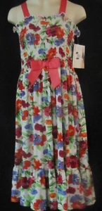 Neu mit Etikett Sweet Heart Rose ärmelloses weißes Kleid lila orange rosa Blumen Größe 14 - Bild 1 von 3