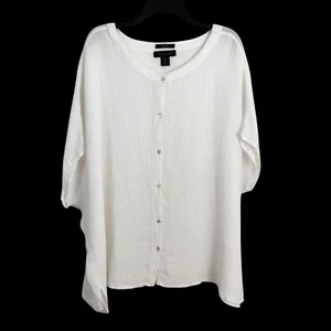 Tahari Linen Dolman Oversized Relaxed Fit Blouse Top Women's Large Beachy Gauzy - Picture 1 of 7