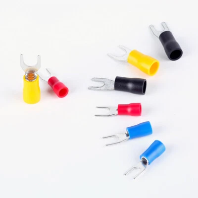 Isolé Électrique Pince Terminals Laiton Fourche Mégot Fils Connecteurs Matériel - Photo 1/4