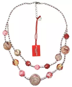 COLLANA ANTICA MURRINA VENEZIA, CO875A05, DUE FILI, DISCHI STRIATI ROSSO GLITTER - Imagen 1 de 6